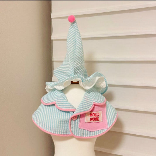 Striped Dog Bandana Bib & Hat – Soft Cotton Absorbent Pet Scarf for Puppies & Small Dogs - Ayaya