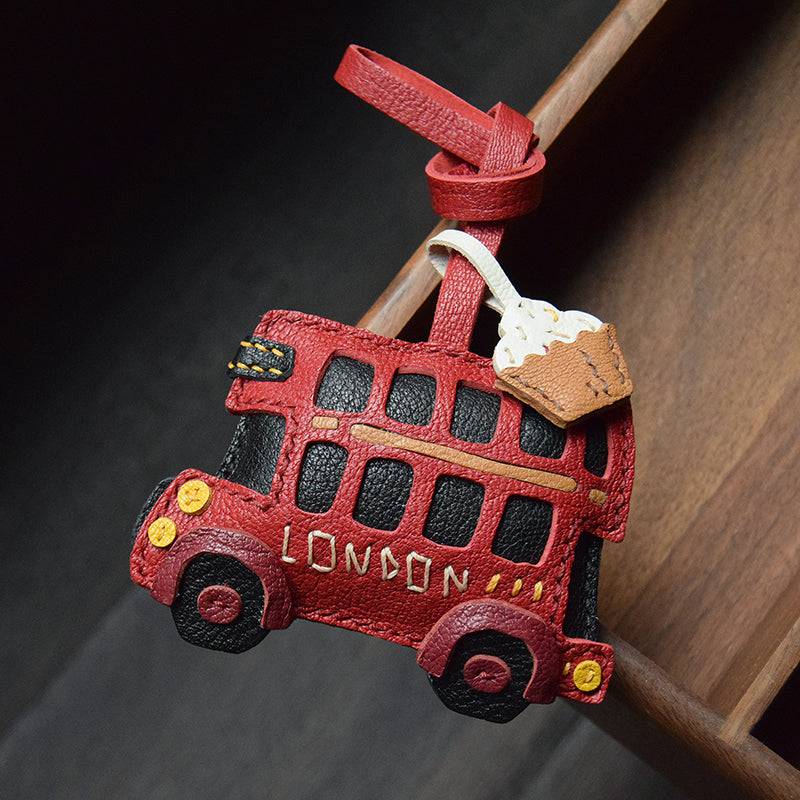 Red Bus London Bus | Handmade Leather Bag Charm & Keychain
