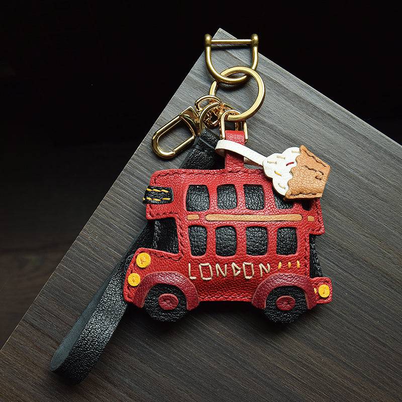 Red Bus London Bus | Handmade Leather Bag Charm & Keychain
