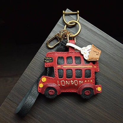 Red Bus London Bus | Handmade Leather Bag Charm & Keychain
