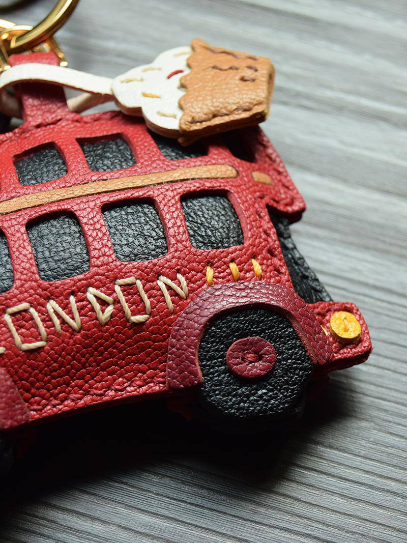 Red Bus London Bus | Handmade Leather Bag Charm & Keychain