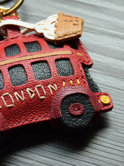 Red Bus London Bus | Handmade Leather Bag Charm & Keychain