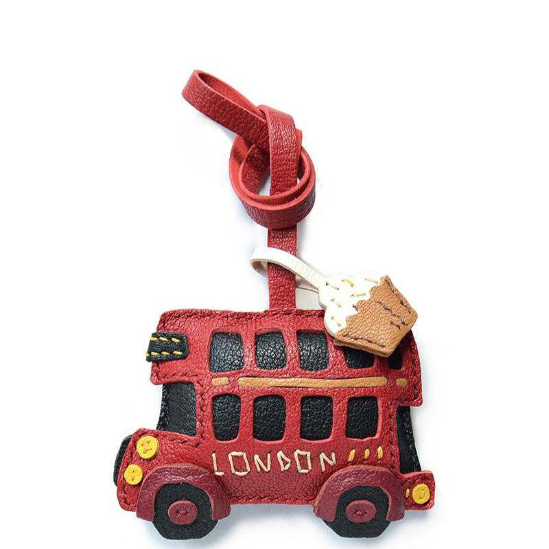 Red Bus London Bus | Handmade Leather Bag Charm & Keychain