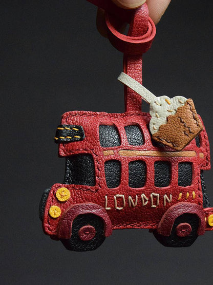 Red Bus London Bus | Handmade Leather Bag Charm & Keychain